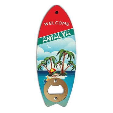 Customazible Surf Board Shaped Printed MDF Wooden Bottle Opener 185x72 mm
