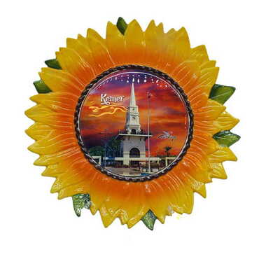 Customazible Sunflower Shaped Decorative Plate 26 Cm