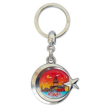 Customazible Metal Turkish Flag Enamel Keychain