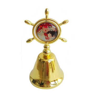 Customazible Collectible Souvenir Double Face Metal Spinner Rudder Bell - Golden Color