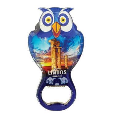 Customazible Owl Shaped Metal Magnetic Bottle Opener 88x47 mm
