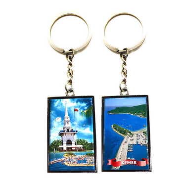 Customazible Metal Rectangle Double Face Keychain 30x100 mm