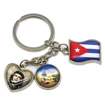 Customazible Metal Keychain With 3 Charms - Mixed 40x90 mm