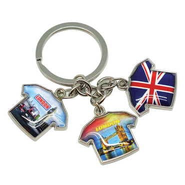 Customazible Metal Keychain With 3 Charms - T-Shirt 40x95 mm