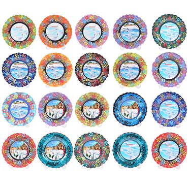 Toptan Pamukkale Temalı Çini Myros Resim Tabak 12 cm - 4