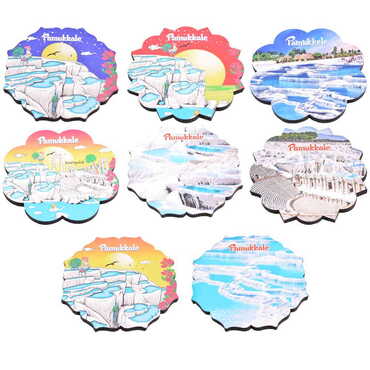 Pamukkale Themed Wooden Customised Souvenir Coaster Set of 4 pcs 90 mm - 2