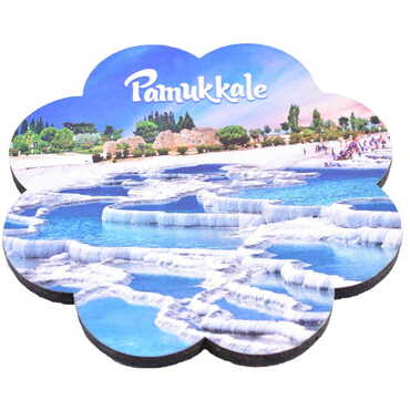 Pamukkale Themed Wooden Customised Souvenir Coaster Set of 4 pcs 90 mm - 3