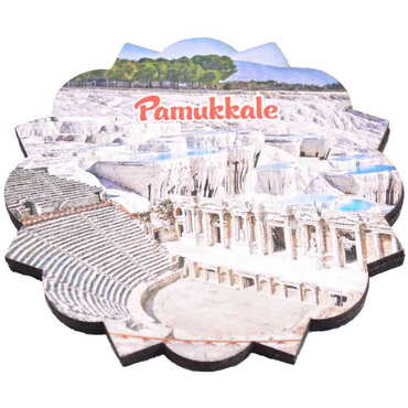 Pamukkale Themed Wooden Customised Souvenir Coaster Set of 4 pcs 90 mm - 5