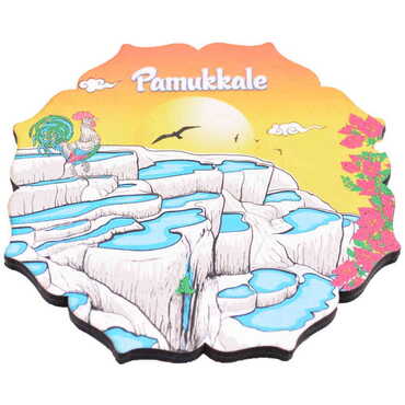Pamukkale Themed Wooden Customised Souvenir Coaster Set of 4 pcs 90 mm - 6