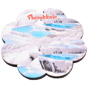 Pamukkale Themed Wooden Customised Souvenir Coaster Set of 4 pcs 90 mm - 8