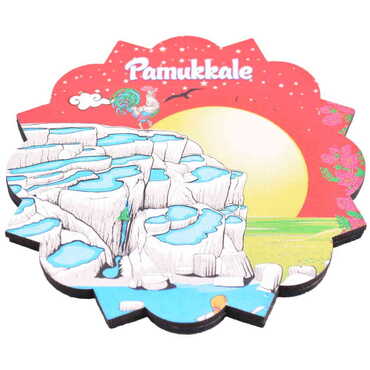 Pamukkale Themed Wooden Customised Souvenir Coaster Set of 4 pcs 90 mm - 9