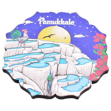 Pamukkale Themed Wooden Customised Souvenir Coaster Set of 4 pcs 90 mm - 10