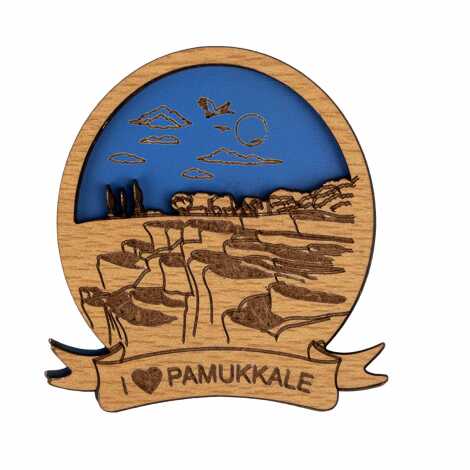 Pamukkale Temalı Myros Ahşap Magnet - 4