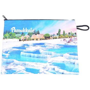 Pamukkale Themed Turkish Woven Wallet 215x155x8 mm