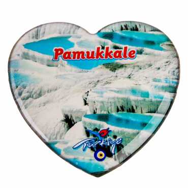 Pamukkale Temalı Myros Kalp Magnet 65x60 mm - 5
