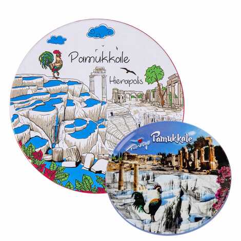 Pamukkale Temalı Myros Metal Bardak Altlığı 90 mm - 2