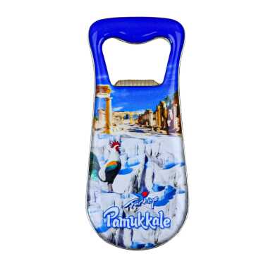 Pamukkale Temalı Myros Metal Damla Açacak Magnet 95x42 mm - Myros