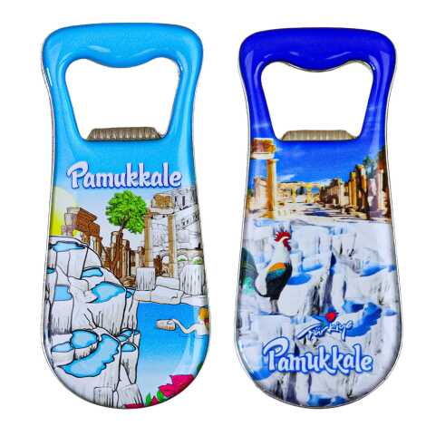 Pamukkale Temalı Myros Metal Damla Açacak Magnet 95x42 mm - 2