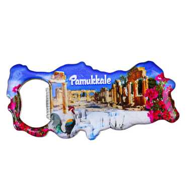 Pamukkale Temalı Myros Metal Harita Açacak Magnet 100x45 mm - Myros