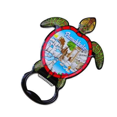 Pamukkale Temalı Myros Metal Kaplumbağa Açacak Magnet 103x75 mm - 2