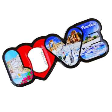 Pamukkale Themed Myros Metal Love Bottle Opener Refrigerator Magnet 114x47 mm - Standart - 2