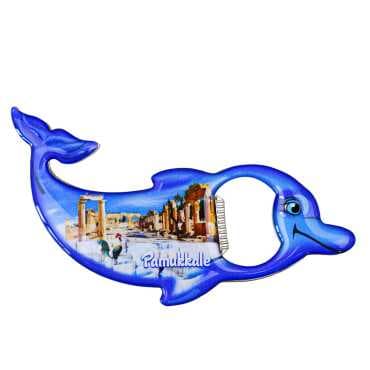 Pamukkale Themed Myros Metal Dolphin Bottle Opener Refrigerator Magnet 102x67 mm