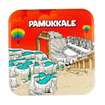 Pamukkale Temalı MYROS UV KARE BARDAKALTI 100 MM