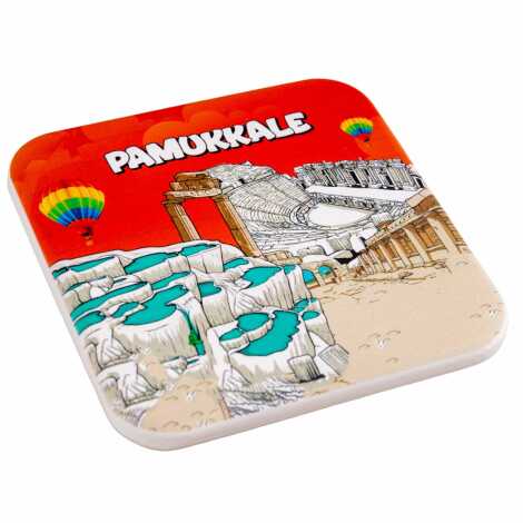 Pamukkale Temalı MYROS UV KARE BARDAKALTI 100 MM - 4