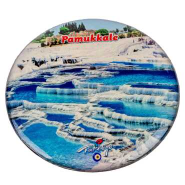 Pamukkale Temalı Myros Yuvarlak Magnet 67 mm - 2