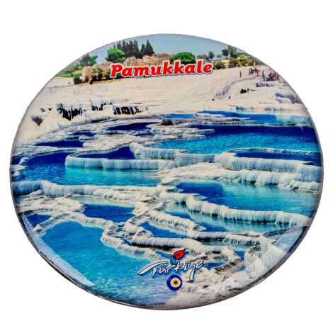 Pamukkale Temalı Myros Yuvarlak Magnet 67 mm - 2