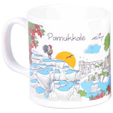 Toptan Pamukkale Temalı Seramik Baskılı Kupa 82x90 mm - Thumbnail