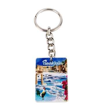Pamukkale Themed UV Printed Rectangular Keychain 31x106 mm