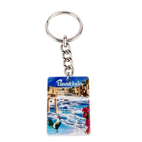 Pamukkale Temalı Uv Baskılı Dikdörtgen Anahtarlık 31x106 mm - 1