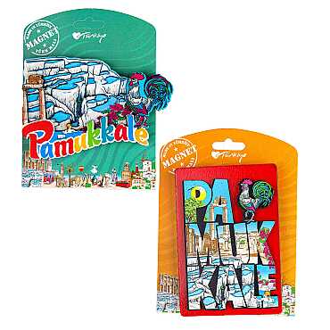 Pamukkale Temalı Uv Baskılı Kartonetli Ahşap Magnet - 2
