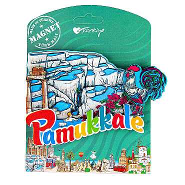 Pamukkale Temalı Uv Baskılı Kartonetli Ahşap Magnet - 4