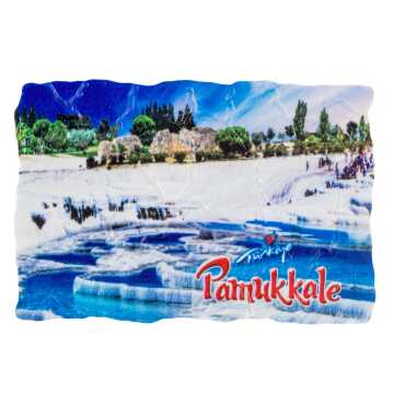 Pamukkale Temalı Uv Baskılı Mozaik Magnet 80x50 mm - Myros