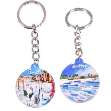 Pamukkale Themed Customised UV Printed Plastic Base Square Keyring 38x100 mm - 2