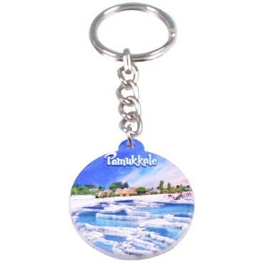 Pamukkale Themed Customised UV Printed Plastic Base Square Keyring 38x100 mm - 4