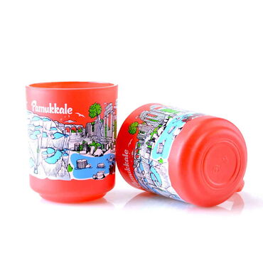 Pamukkale Themed Colored Glass Mug - Thumbnail