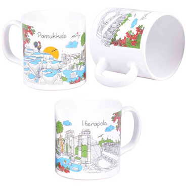 Pamukkale Themed Custom Printed Ceramic Coffee Mug 82x90 mm - Thumbnail