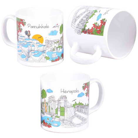 Pamukkale Themed Custom Printed Ceramic Coffee Mug 82x90 mm