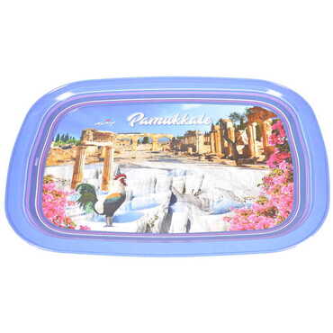 Pamukkale Themed Customised Printed Tin Serving Tray 305x235 mm - Thumbnail