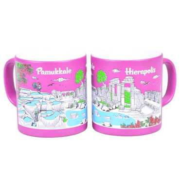 Pamukkale Themed Customised Serigraphy Printed Ceramic Mug 82x90 mm - Thumbnail