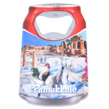 Pamukkale Themed Customised UV Printed Coca Cola Bottle Shape Plastic Base Bottle Opener 43x80 mm - Myros
