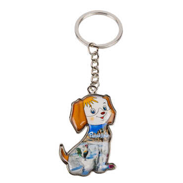 Pamukkale Themed Dog Shaped Metal Keychain - 2