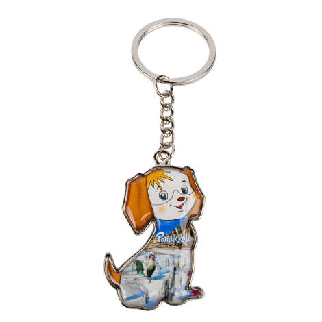 Pamukkale Themed Dog Shaped Metal Keychain - 2