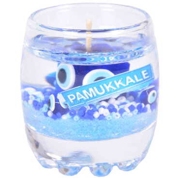 Pamukkale Themed Glass Transparent Gel Candle - Thumbnail