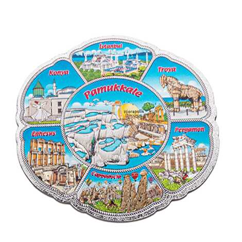 Pamukkale Themed Metallic Refrigerator Magnet 70mm - 1