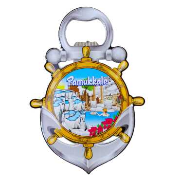 Pamukkale Themed Myros Metal Anchor Bottle Opener Refrigerator Magnet 105x72 mm - Myros