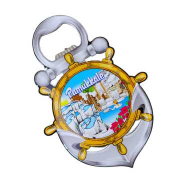 Pamukkale Themed Myros Metal Anchor Bottle Opener Refrigerator Magnet 105x72 mm - 2